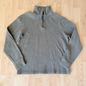 Polo Ralph Lauren Men’s 1/4 Zip Pullover Sweater Blue/White Tag Size S Tan Logo